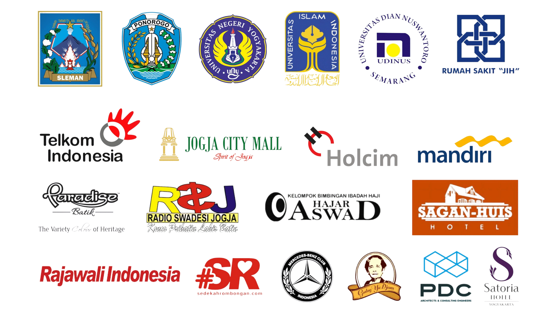 Logo klien instansi, universitas dan perusahaan pada materi Zhafirah